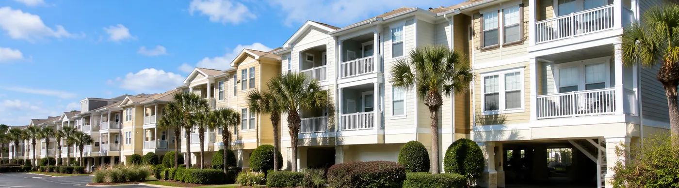 Row of coastal Florida condominiums