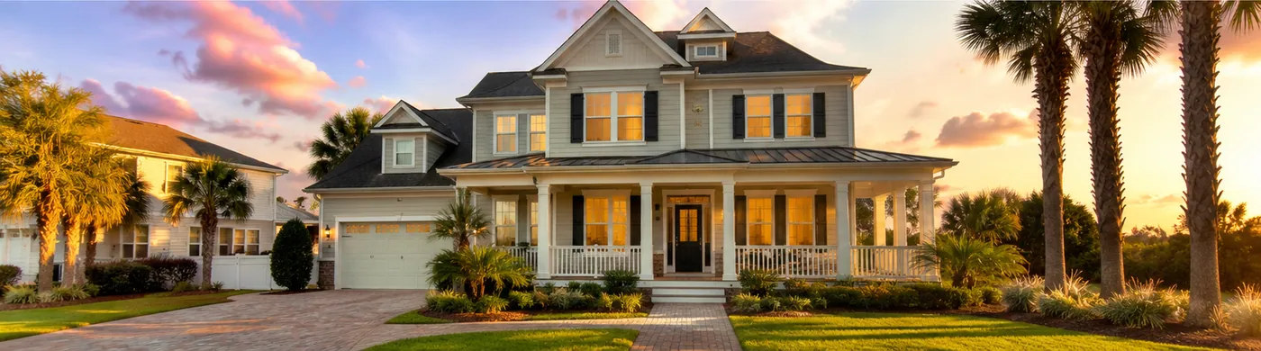 Coastal Florida home at sunset