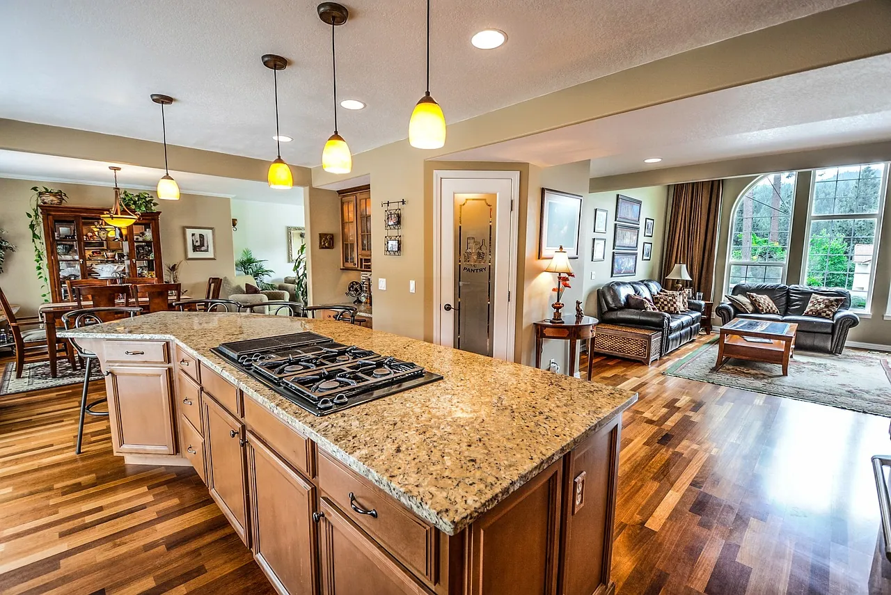 Kitchen interior with an island